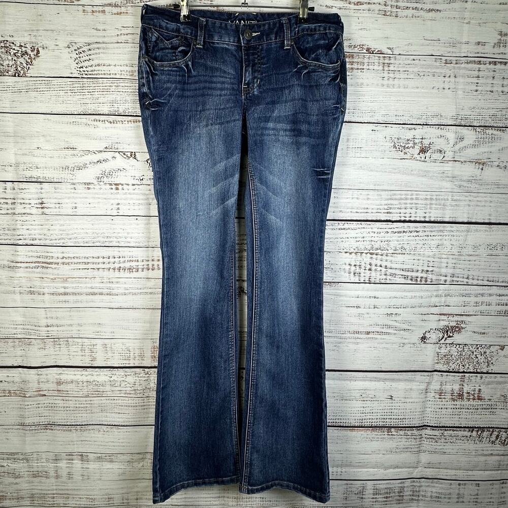 Womens Y2K VTG Vanity Blue Denim Jeans Low Rise Nessa Curvy Bootcut Flare 31x33
